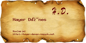 Hayer Dénes névjegykártya